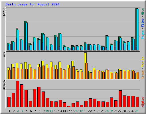 Daily usage for August 2024